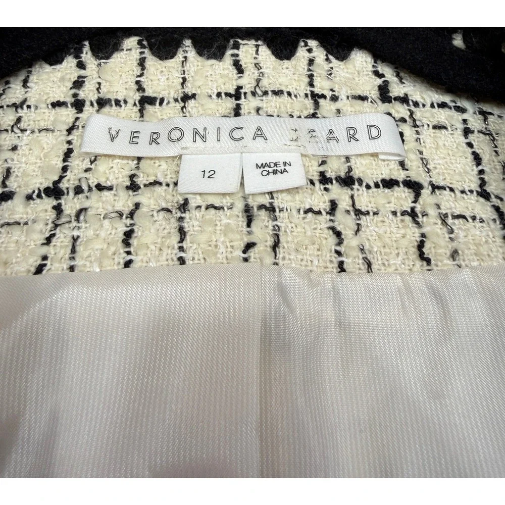 Veronica Beard Albie Dickey Two Tone Cotton Blend Bouclé Tweed Blazer Size 12 - Picture 6 of 12